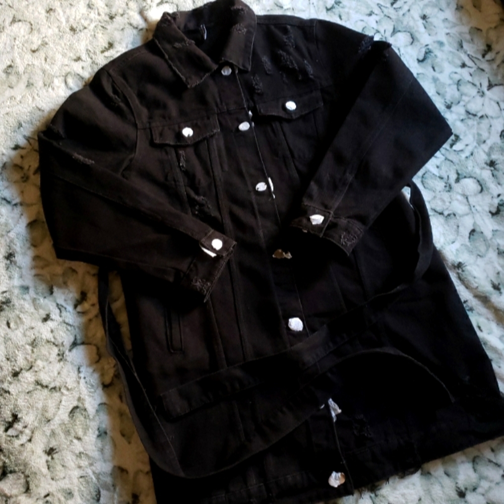 Woman's black denim coat